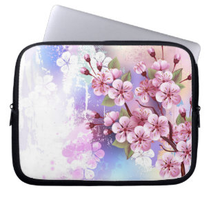 Rosa Sakura på målningsbakgrund Laptop Fodral
