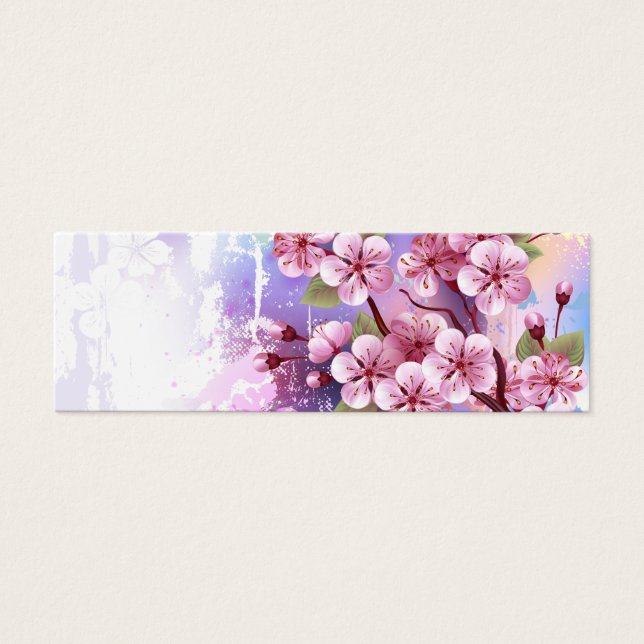 Rosa Sakura på målningsbakgrund Litet Visitkort (Framsidan)