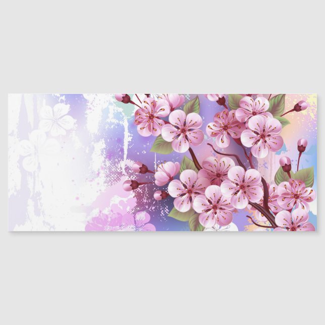 Rosa Sakura på målningsbakgrund Magnetisk Inbjudningskort (Framsida)