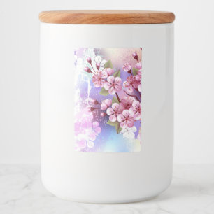 Rosa Sakura på målningsbakgrund Mat Etikett