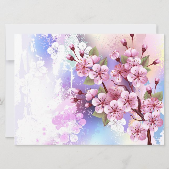 Rosa Sakura på målningsbakgrund Meddelande (Framsida)