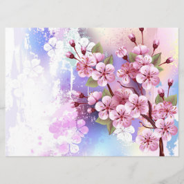 Rosa Sakura på målningsbakgrund Meny