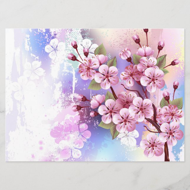 Rosa Sakura på målningsbakgrund Meny (Framsida)