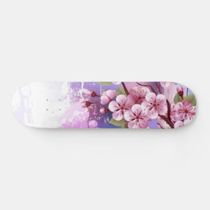Rosa Sakura på målningsbakgrund Mini Skateboard Bräda 18,5 Cm