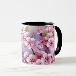 Rosa Sakura på målningsbakgrund Mugg