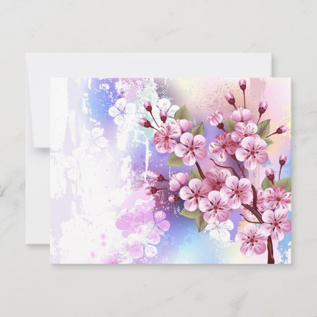 Rosa Sakura på målningsbakgrund OSA Kort (Framsida)