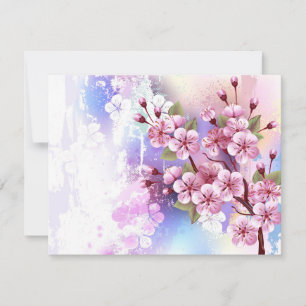 Rosa Sakura på målningsbakgrund OSA Kort