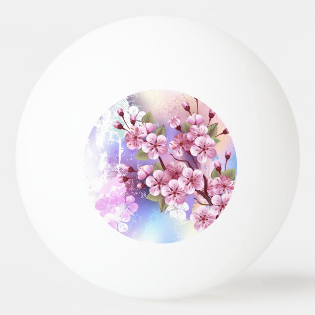 Rosa Sakura på målningsbakgrund Pingisboll (Framsidan)