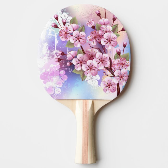 Rosa Sakura på målningsbakgrund Pingisracket (Framsidan)