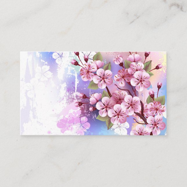 Rosa Sakura på målningsbakgrund Placeringskort (Framsida)