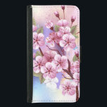 Rosa Sakura på målningsbakgrund Plånboksfodral För Samsung Galaxy S5<br><div class="desc">Artiskt ritad,  gren av rosa,  körsbärsfärger på blommar på picturesque,  texturerad bakgrund,  målad med vit,  rosa och blå färg. Rosa Sakura</div>