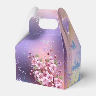 Rosa Sakura på målningsbakgrund Presentaskar