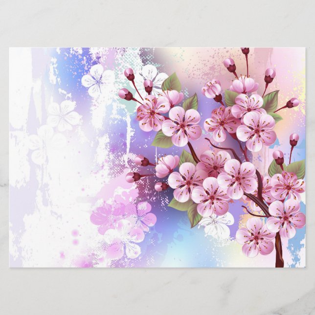 Rosa Sakura på målningsbakgrund Program (Framsida)