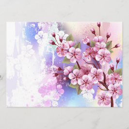 Rosa Sakura på målningsbakgrund Rådkort