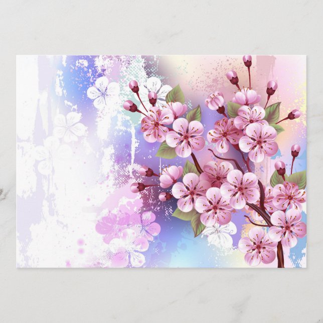 Rosa Sakura på målningsbakgrund Rådkort (Framsida)