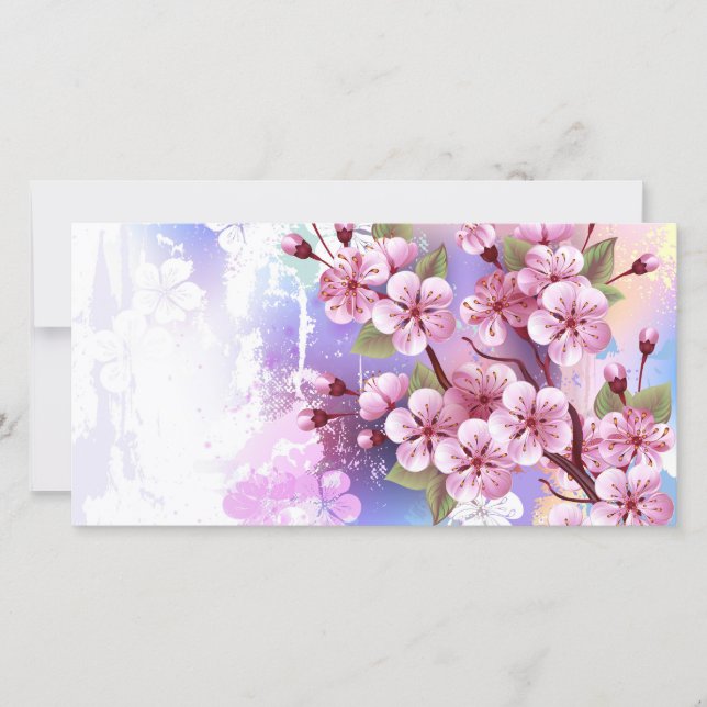 Rosa Sakura på målningsbakgrund Spara Datumet (Framsida)