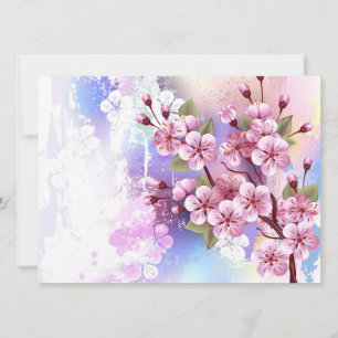 Rosa Sakura på målningsbakgrund Spara Datumet