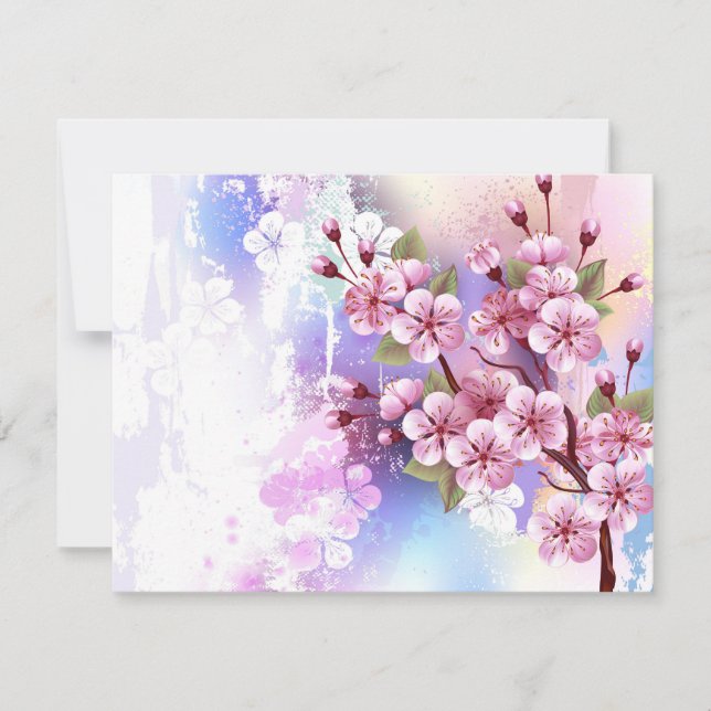 Rosa Sakura på målningsbakgrund Spara Datumet (Framsida)