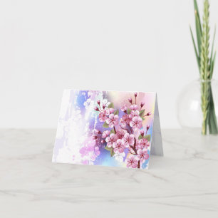 Rosa Sakura på målningsbakgrund Tack Kort