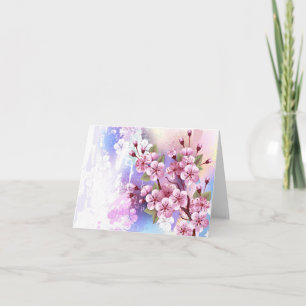 Rosa Sakura på målningsbakgrund Tack Kort