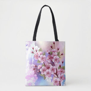 Rosa Sakura på målningsbakgrund Tygkasse