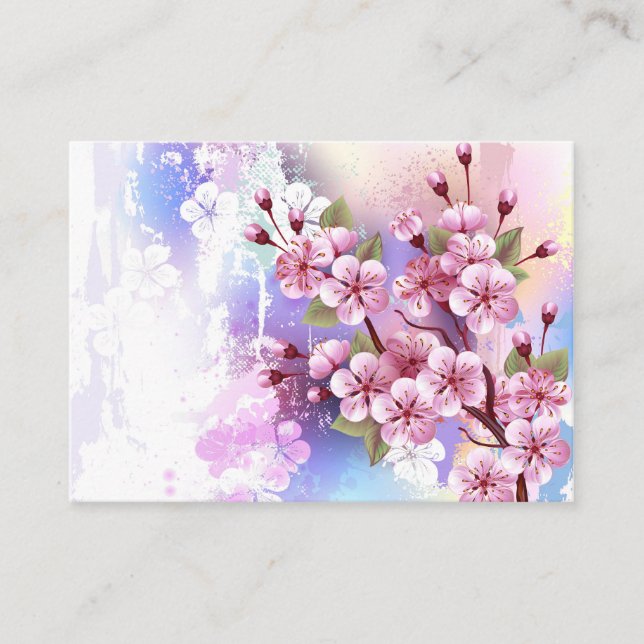Rosa Sakura på målningsbakgrund Visitkort (Framsida)