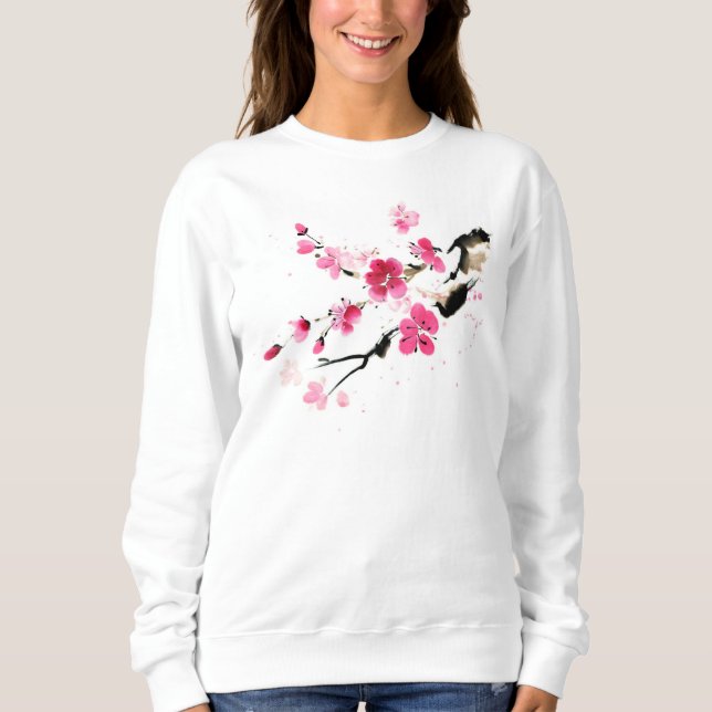 Rosa Sakura Vår Painting Art T Shirt (Framsida)