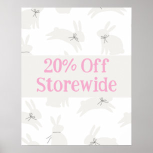Rosa Sale Sign, 20 % av säljpriset Poster, Påsk Sa Poster