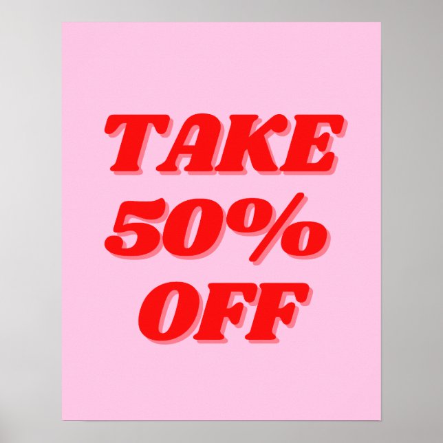 Rosa Sale Sign, 50 % av försäljningsskylten Poster (Framsidan)