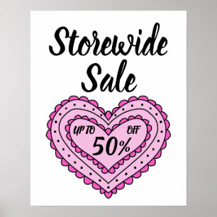Rosa Sale Sign, Alla hjärtans dag Sale, Boutique Poster