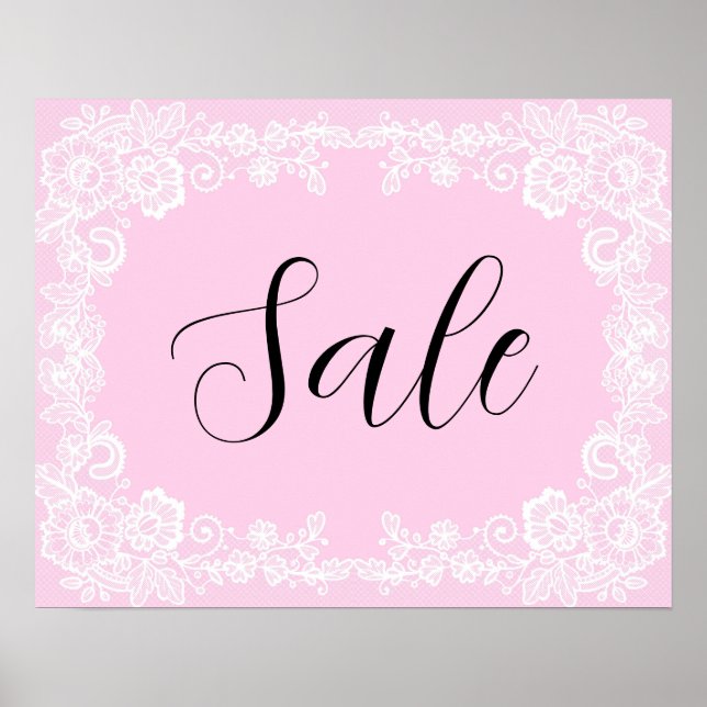 Rosa Sale Sign, Boutique Sale Sign, Detaljhandel Poster (Framsidan)