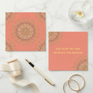 Rosa Salmon & Guld Filigree Mandala med diamanter Kort