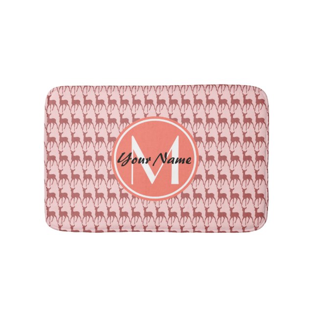 Rosa Salmon Hjort, Anpassningsbar Monogram, Person Badrumsmatta (Framsidan)