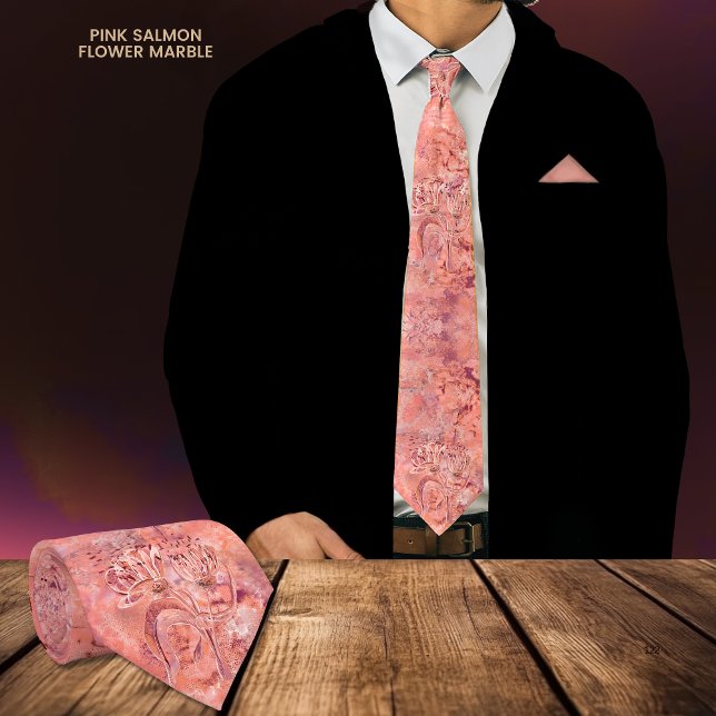Rosa Salmon Rosa Flower Marble Slips (Pink Salmon Pink Flower Marble Neck Tie)