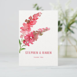 Rosa Salvia Elegant Blommigt Bröllop Tack Kort