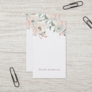 Rosa & Salvia Mintgrön Modern Blommig Chic Elegant Visitkort
