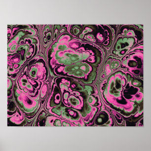 Rosa & Salviasvart Marmorblomma Poster
