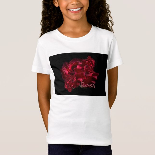 Rosa samla i en klunga den abstrakt röd ros t shirt (Framsida)