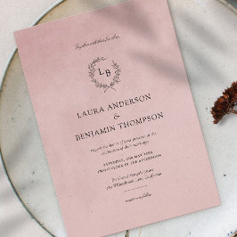 Rosa sammetsstruktur Elegant bröllop Inbjudningar