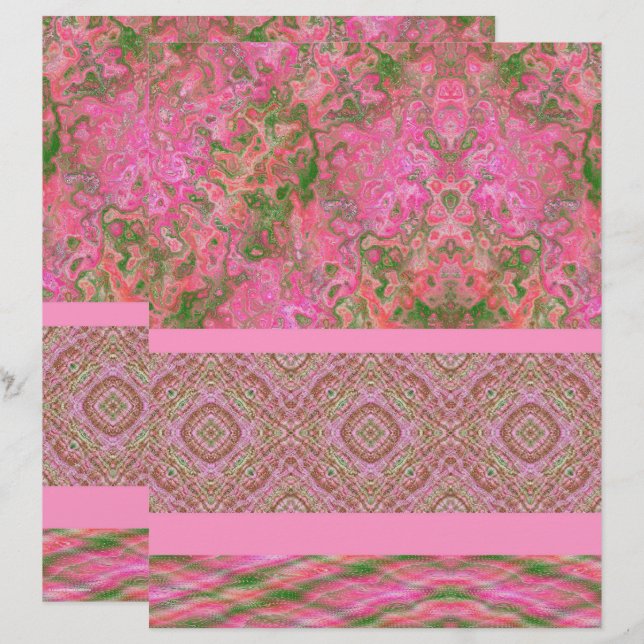 Rosa sampler-scrapbokspapper 2-sidig sida (Fram/baksida)