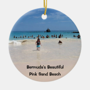Rosa Sand Beach #3, Bermudas vackra, Rosa S... Julgransprydnad Keramik