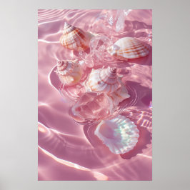 Rosa Sand och Seashells Mermaidcore Aesthetic Poster
