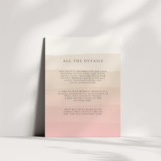 Rosa Sand | Uppgifter om Bröllop gäst Tilläggskort (Skapare uppladdad)