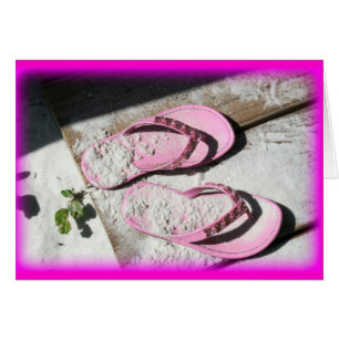 Rosa sandiga flipmisslyckandesandals på Florida Hälsningskort