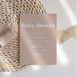 Rosa sandstens typografi baby shower inbjudningar