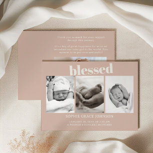Rosa sandstens typografi Baby Shower-kort Inbjudningar