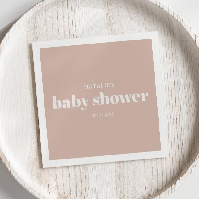 Rosa sandstens typografi baby shower pappersservett (Skapare uppladdad)