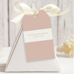 Rosa sandstens typografi baby shower presentetikett