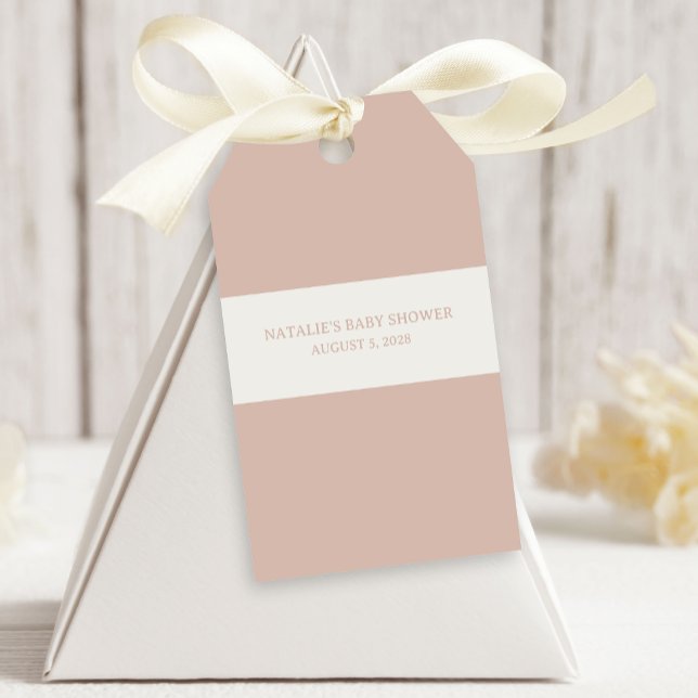 Rosa sandstens typografi baby shower presentetikett (Skapare uppladdad)