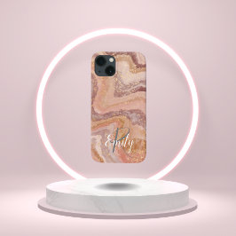 Rosa Sandstone Agate Marble Abstrakt Namn Monogram